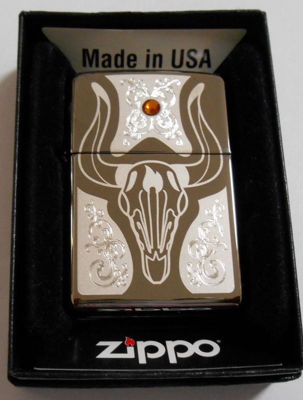 画像: ☆ 輝く・・スワロフスキー・クリスタル！動物風デザイン ブラックアイス USA ２０１２年 ZIPPO！新品