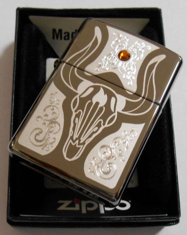 画像: ☆ 輝く・・スワロフスキー・クリスタル！動物風デザイン ブラックアイス USA ２０１２年 ZIPPO！新品