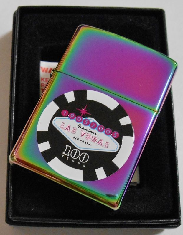 画像: ☆ LAS VEGAS！ラスベガス誕生１００周年 ２００５年 虹色スペクトラム USA ZIPPO！新品