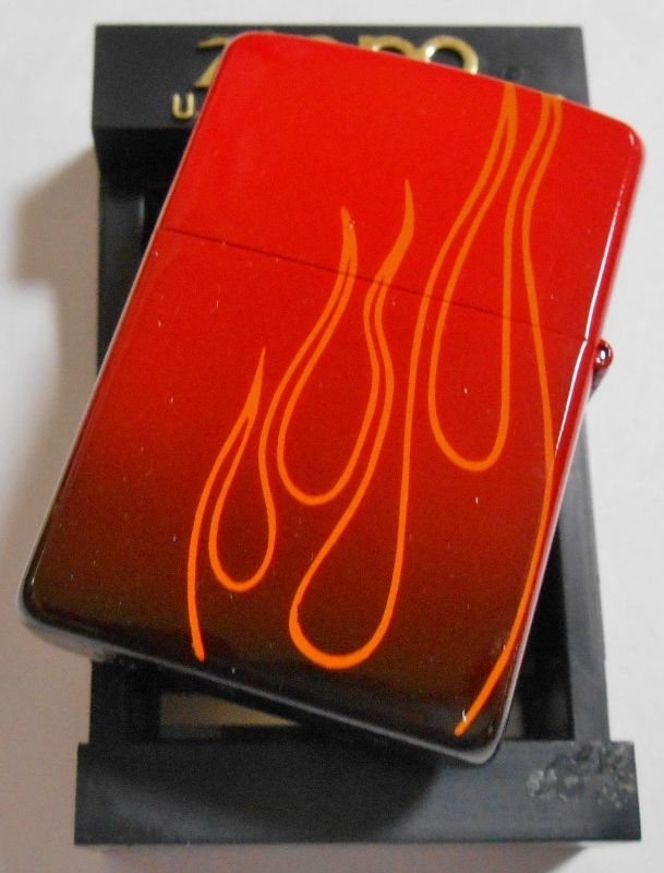 画像: ☆ 炎の三面デザイン！色鮮やかな・・RED & BLACK ２００３年 ZIPPO！新品