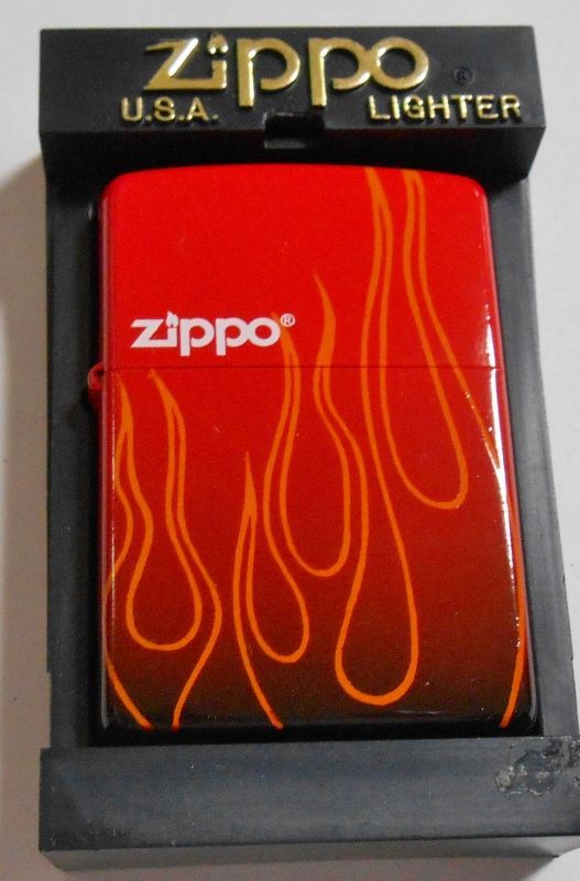 炎の三面デザイン 色鮮やかな Red Black ２００３年 Zippo 新品 ジッポーパーク Zippopark