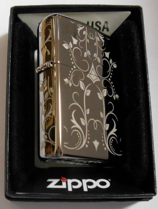 画像: 蔦　アイビー！繊細な・・５面彫刻デザイン！ブラックアイス  ２０１５年 USA ZIPPO！新品