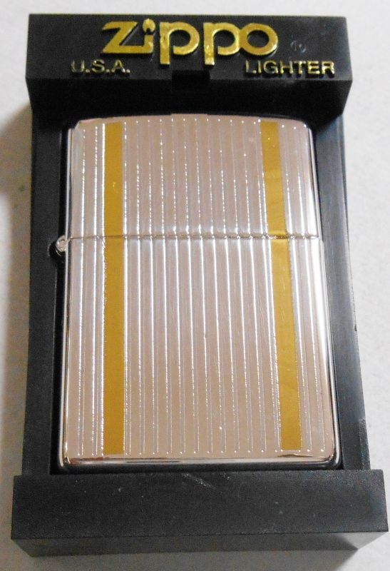 画像1: お洒落な・・ストライプ（エンジンターン） 銀加工 ２００３年 ZIPPO！新品 