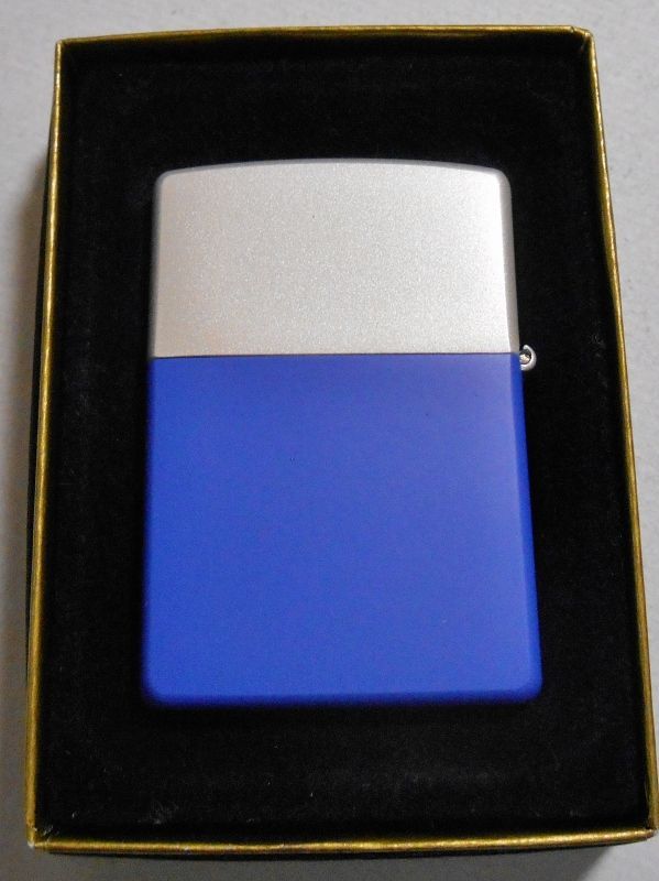 画像: ☆お洒落な・・２カラー！ブルー ＆シルバー ★ダブル塗装加工 ２００２年４月 ZIPPO！新品