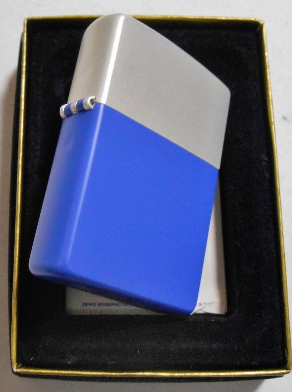 画像: ☆お洒落な・・２カラー！ブルー ＆シルバー ★ダブル塗装加工 ２００２年４月 ZIPPO！新品