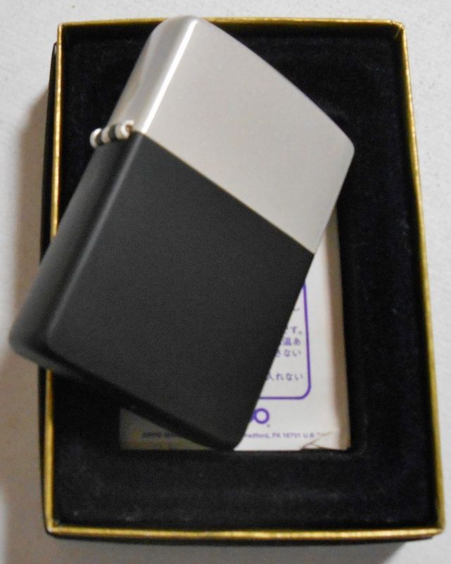 画像: ☆お洒落な・・２カラー！ブラック ＆シルバー　★ダブル塗装加工 ２００２年４月 ZIPPO！新品