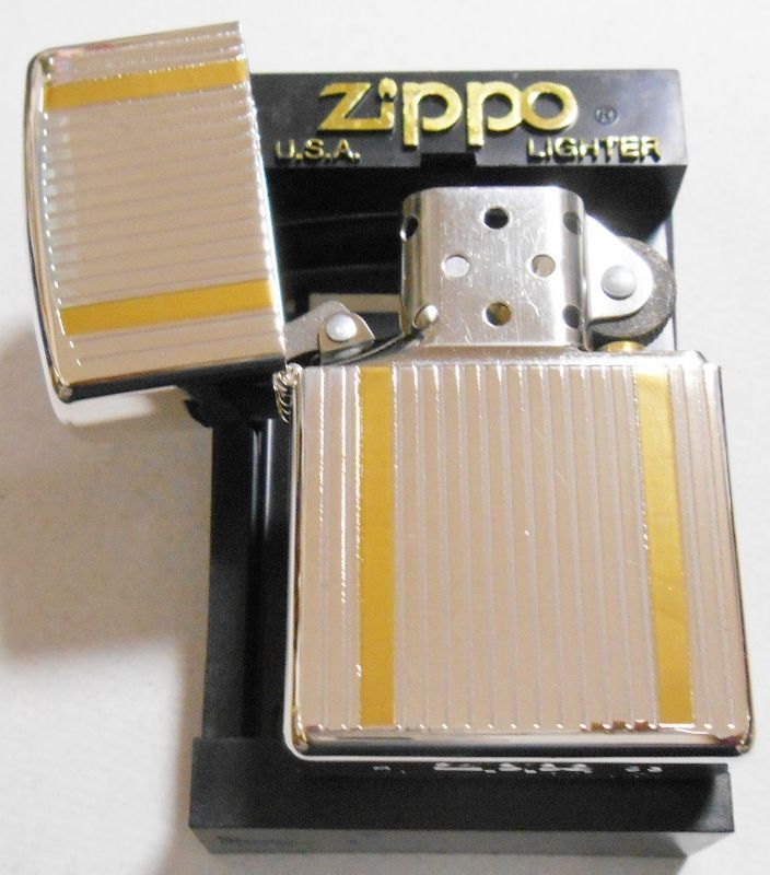 画像: お洒落な・・ストライプ（エンジンターン） 銀加工 ２００３年 ZIPPO！新品 