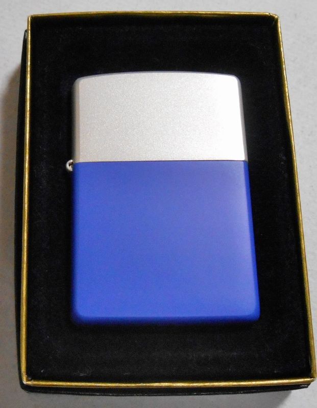 画像1: ☆お洒落な・・２カラー！ブルー ＆シルバー ★ダブル塗装加工 ２００２年４月 ZIPPO！新品