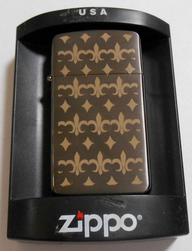 画像: ☆お洒落な・・スリム！ゆり モノグラム  ２００３年５月 BLACK SLIM ZIPPO！新品