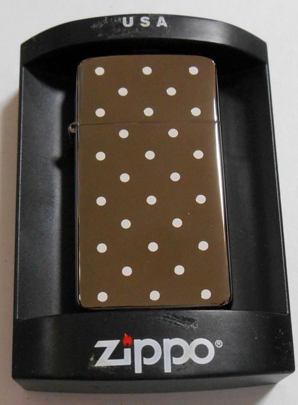 画像1: ☆お洒落な・・スリム！水玉 両面DOT ２００３年１０月  BLACK SLIM ZIPPO！新品