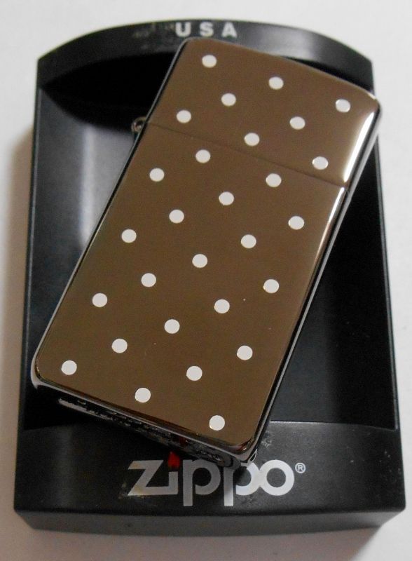 画像: ☆お洒落な・・スリム！水玉 両面DOT ２００３年１０月  BLACK SLIM ZIPPO！新品