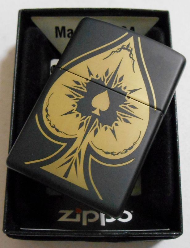 画像: ♠トランプ・スペード SPADEデザイン USA ２０１４年 ブラック ZIPPO！新品