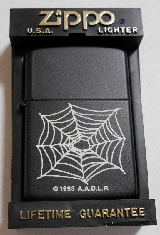 画像1: ★A.A.D.L.P. Design Rare Collectible  蜘蛛の巣 １９９４年11月（K）全面ブラック USA ZIPPO！未使用品