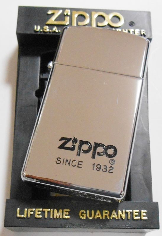 画像: １９９７年１月製 スリム！ZIPPOロゴ High Polish Chrome Slim Zippo！未使用品