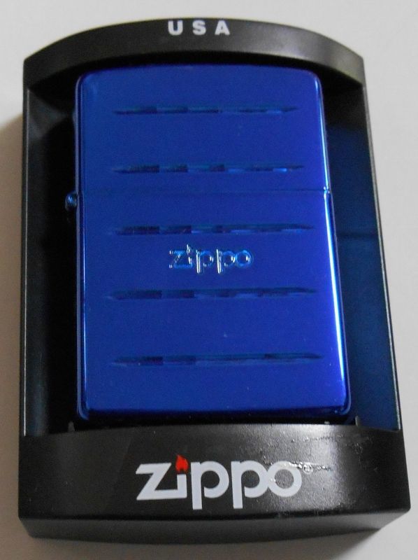 画像: ☆お洒落な・・全面ブルーカラー！Zippoロゴ＆横ライン ２００４年３月 ZIPPO！新品