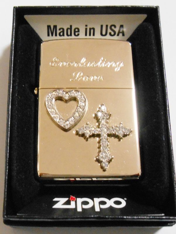 画像1: ☆豪華！ハート＆クロス スワロフスキー・クリスタル 銀加工 ２００７年 ZIPPO！新品