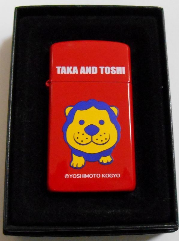 画像1: ★TAKA AND TOSHI！タカアンドトシ ライオン柄 赤スリム  ２００７年 SLIM ZIPPO！新品