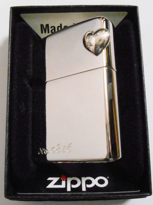 画像: ☆豪華！シルバー９２５ ハート型オーナメント！２００２年 プラチナ加工 ZIPPO！新品