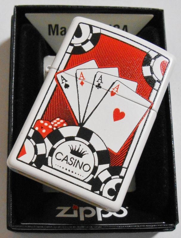 画像: ☆カジノ！CASINO トランプ ２０１８年 USA ホワイト ZIPPO！新品