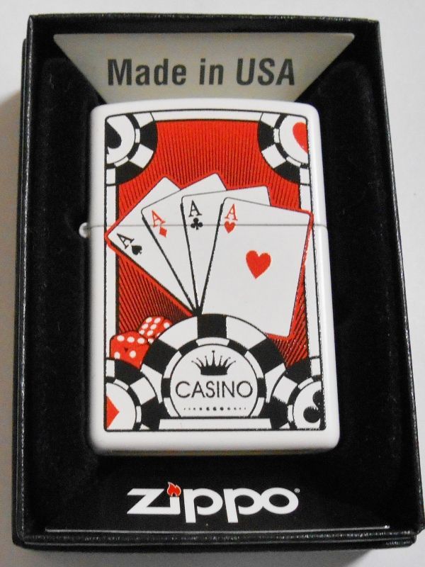 画像: ☆カジノ！CASINO トランプ ２０１８年 USA ホワイト ZIPPO！新品