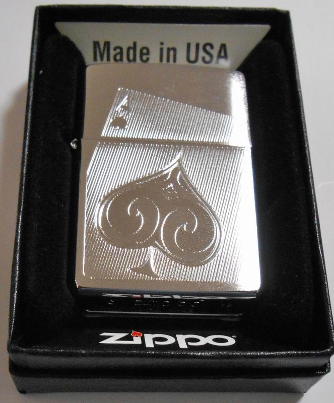 画像: ♠スペードA！トランプデザイン ２０１８年 ＃２００ ブラッシュ USA ZIPPO！新品