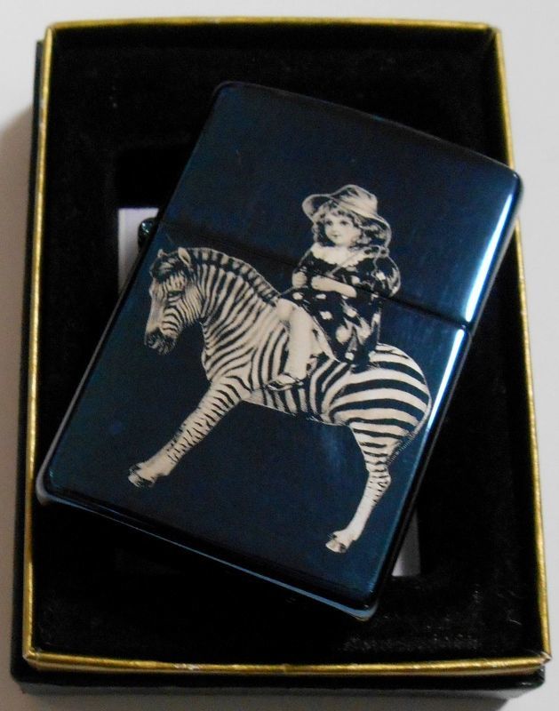 画像: ☆しま馬に乗る・・美少女！ブルーチタン ２００１年４月 ZIPPO！未使用品