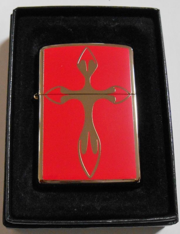 画像1: ☩CROSS お洒落な・・クロスデザイン！２００３年 ブラック鏡面 ZIPPO！新品