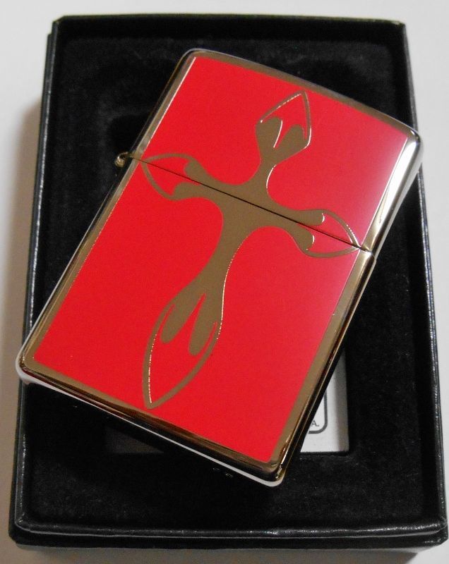 画像: ☩CROSS お洒落な・・クロスデザイン！２００３年 ブラック鏡面 ZIPPO！新品