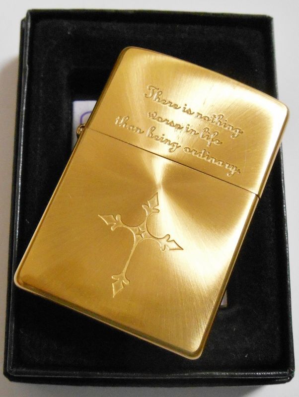 画像: ☩輝く・・ゴールド！SPIN CROSS 両面スピン ２００５年 SOLID BRASS ZIPPO！新品