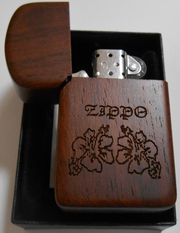 画像: 🌺スリム WOOD！ハイビスカス柄 天然木 全面ウッド巻き！SLIM １９９９年 ＺＩＰＰＯ 未使用品