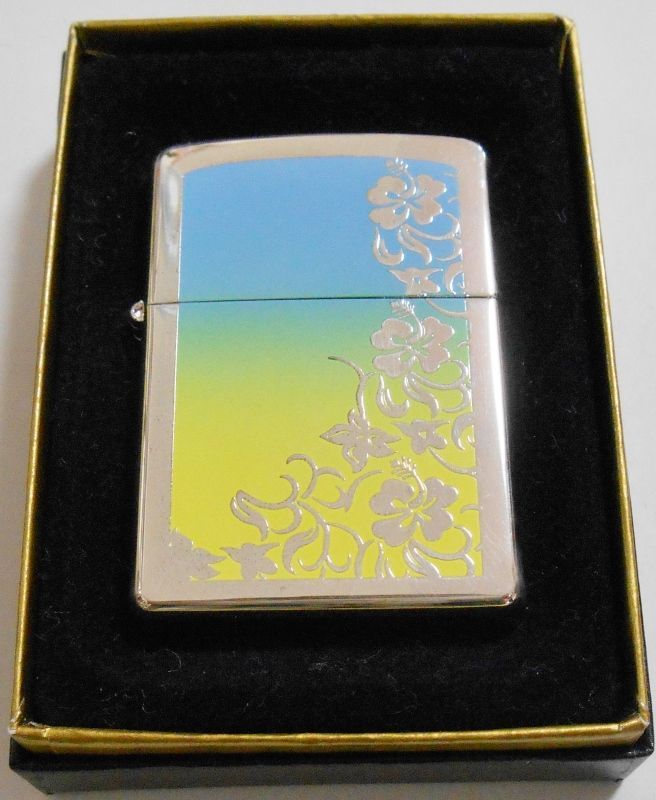 画像1: ☆ハイビスカス！色あざやかなグラデーション ２００３年 銀加工 ZIPPO！新品