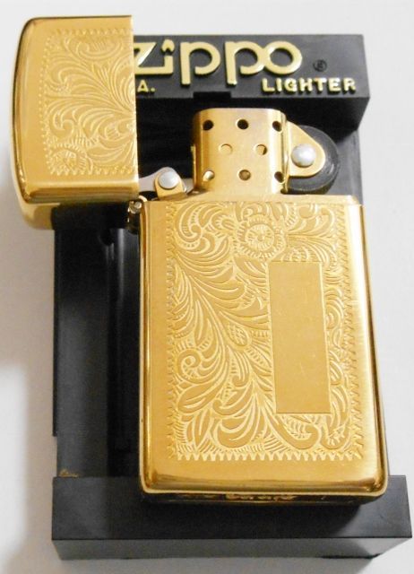 画像: ☆１９９８年９月製 伝統の・・ベネチアン柄！スリム 両面デザイン BRASS SLIM ZIPPO！新品