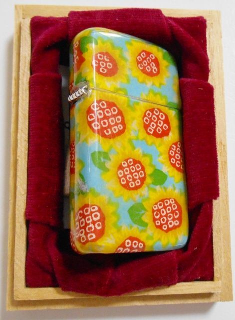 画像: ☆色鮮やかな・・ひまわり！★和紙巻き ２００４年 SLIM ＺＩＰＰＯ！木箱入り 未使用品