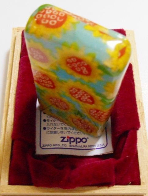 画像: ☆色鮮やかな・・ひまわり！★和紙巻き ２００４年 SLIM ＺＩＰＰＯ！木箱入り 未使用品