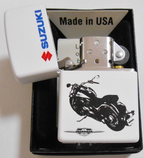 画像: ☆SUZUKI！スズキのオートバイ ２００９年 全面ホワイト ZIPPO！新品