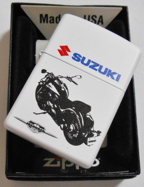 画像: ☆SUZUKI！スズキのオートバイ ２００９年 全面ホワイト ZIPPO！新品