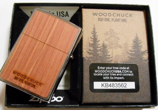 画像: ☆WOODCHUCK 両面シダー天然木 Brushed Chrome 2019 Zippo！新品