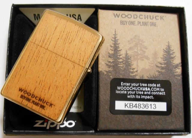 画像: ☆WOODCHUCK 両面マホガニー天然木 Solid Brass 2019 Zippo！新品