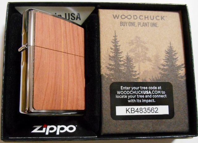 画像: ☆WOODCHUCK 両面シダー天然木 Brushed Chrome 2019 Zippo！新品