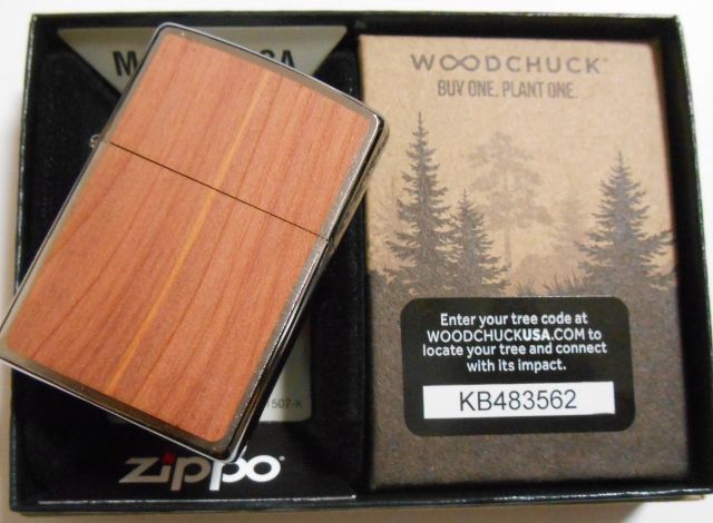 画像: ☆WOODCHUCK 両面シダー天然木 Brushed Chrome 2019 Zippo！新品