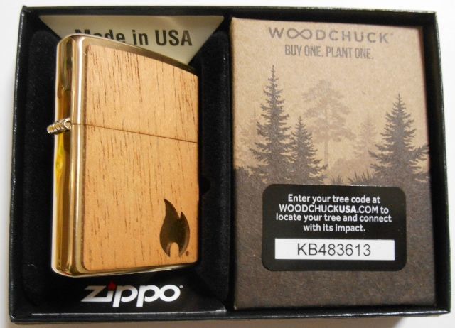 画像: ☆WOODCHUCK 両面マホガニー天然木 Solid Brass 2019 Zippo！新品