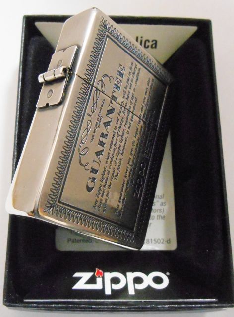 画像: ☆１９３５ レプリカ！GUARANTEE（保証書）デザイン彫刻 銀加工 ２０１２年 ZIPPO！新品