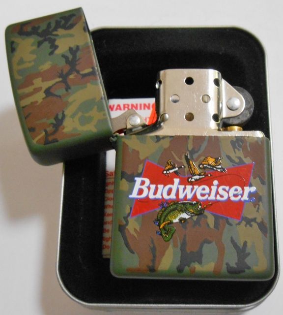 画像: ☆バドワイザー！Budweiser Beer  カモフラージュ ブラックバス １９９９年 ZIPPO！新品