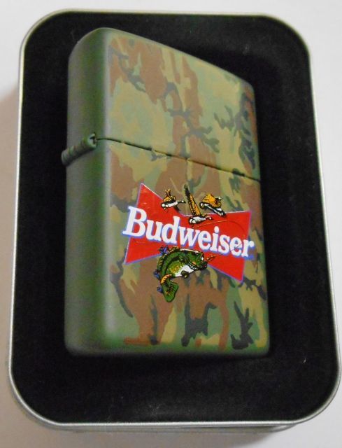 画像: ☆バドワイザー！Budweiser Beer  カモフラージュ ブラックバス １９９９年 ZIPPO！新品