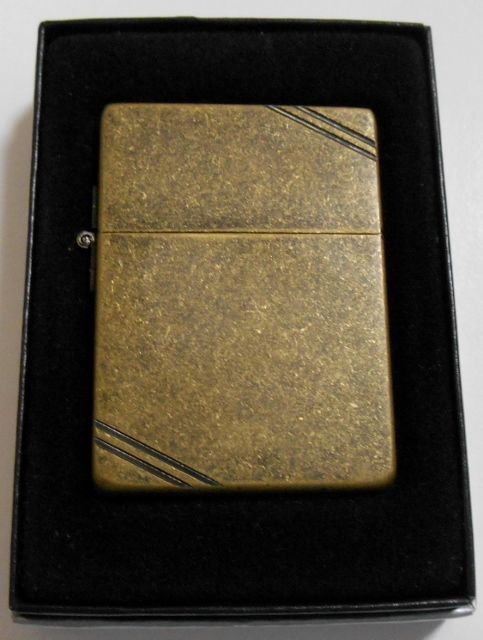 画像1: ☆渋い！１９３５モデル アンティ－クブラスバレル ２０１６年 両面ダイアゴナルライン ZIPPO！新品