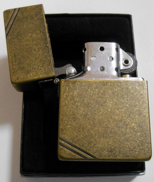 画像: ☆渋い！１９３５モデル アンティ－クブラスバレル ２０１６年 両面ダイアゴナルライン ZIPPO！新品