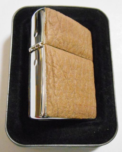 画像: ☆渋い！両面天然革貼り シャーク！SHARK ベージュ レザー １９９８年３月製 ZIPPO！未使用品