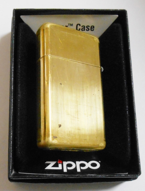 画像: ★★スリムアーマー！フラットトップ★真鍮無垢 表面加工前のブラス地のまま Solid Brass Zippo！２０１０年８月（H）未使用 非売品。