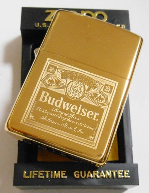 画像: ☆バドワイザー！１９９２年 Budweiser Beer Hp Solid Brass 鏡面 ZIPPO！新品