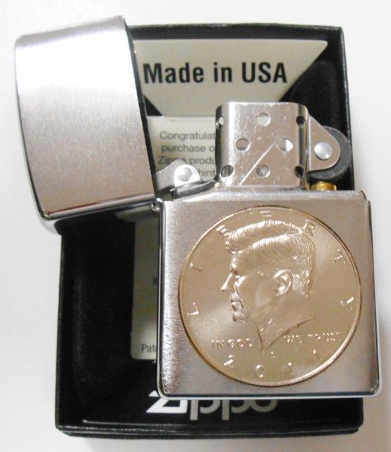 画像: ☆ケネディコイン（本物USハーフダラー）★両面貼り加工 ２０１４年 ＃２００ ZIPPO！新品